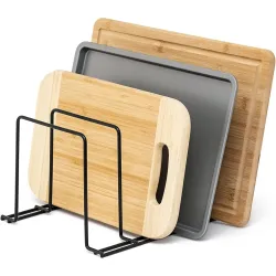 Wooddoon Kitchen Pot Lid Holder Rack 4 Slots 10x6x8 inches