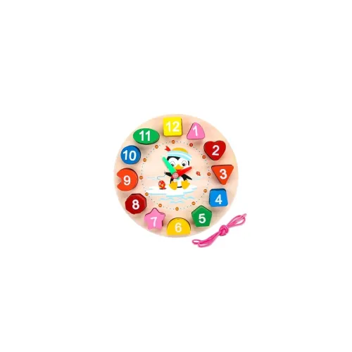 Image of Wooden Learning Clock for Kids Educational Toy