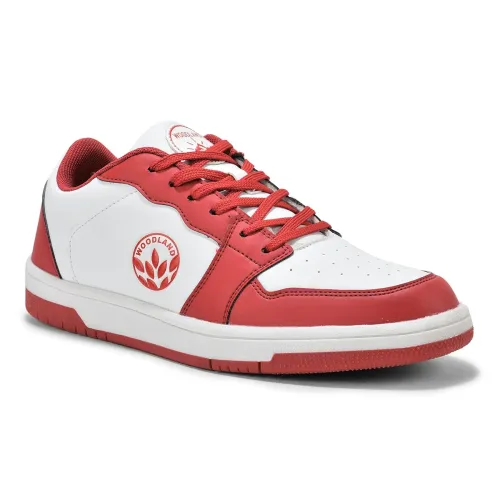 Image of Woodland Men's White/Red PU Casual Shoes