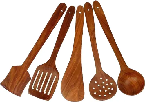 Image of WoodyMama Neem Wood CSS - 5 Kitchen Tool Set (Baking Tools)