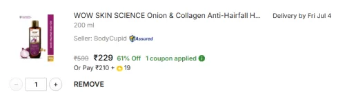 Image of WOW SKIN SCIENCE Onion & Collagen Anti-Hairfall Hair Oil (200 ml)