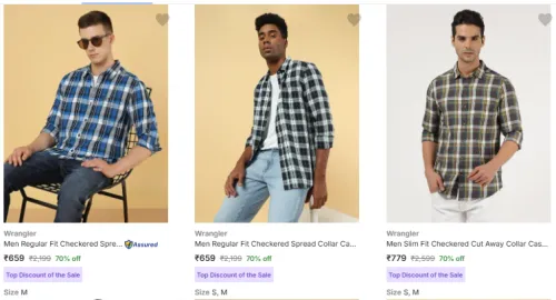 Image of Wrangler Men Fahion shirt Flat 70% Discount