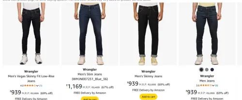 Image of Wrangler men jeans Up to 69% discount starting at just ₹939