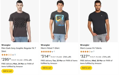 Image of Wrangler Men's Fitted T-Shirt Starting Price At ₹295