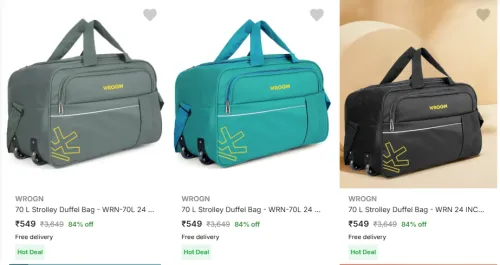 Image of WROGN 70 L Strolley Duffel Bag Starting At ₹549