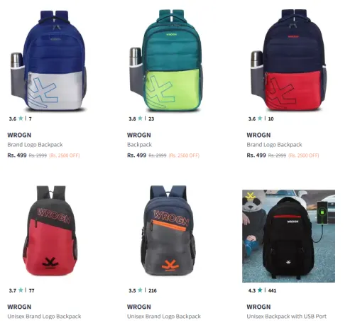 Image of Wrogn Backpack at minimum 80% Discount