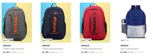 Image of Wrogn Backpack at minimum 80% Discount