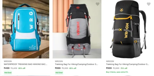 Image of Wrogn Rucksacks Bags at minimum 75% Discount