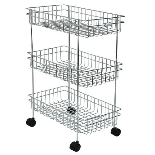 Image of WROLAVI® Stainless Steel Basket with Wheels(3 Shelf)