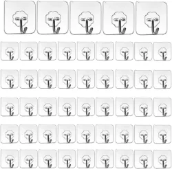 XBEY Adhesive Plastic Wall Hooks Hangers for Hanging Robe (Pack of 50)