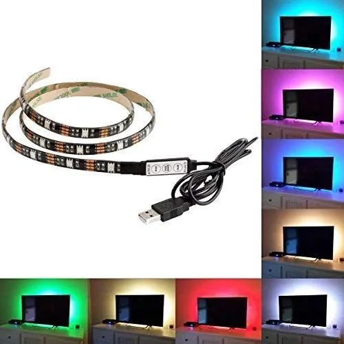 Image of XERGY USB 5V 5050 RGB Led Flexible Strip Light with Mini Controller for Tv