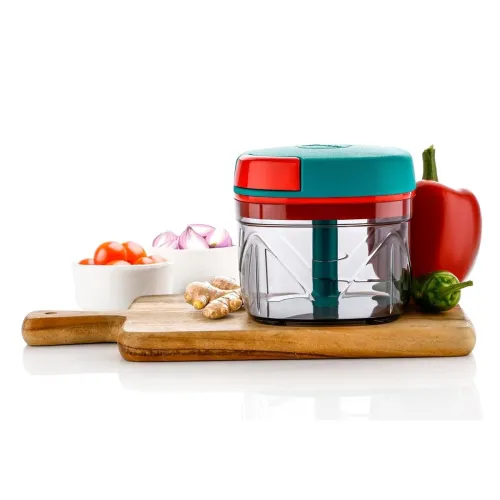Image of Xmart India Handy Vegetable Chopper, 3 Stainless Steel Blades,Pull Chopper for Onion, Fruits