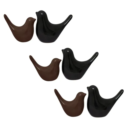 Image of Xtore Creative Brown and Black Glossy Ceramic Birds Figurines