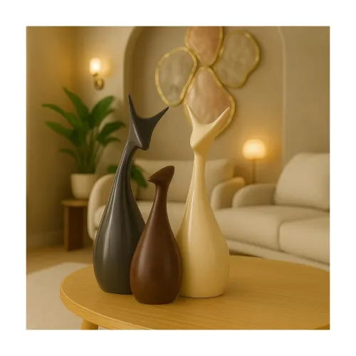 Image of Xtore Lucky Deer Ceramic Showpiece Set (Set of 3)