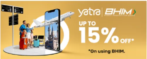 Image of Yatra Coupon : Up to 15% Off on using BHIM UPI as payment mode