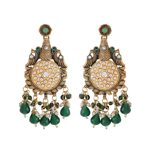 Image of Yellow Chimes Earrings for Women and Girls Kundan Earrings