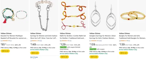 Image of Yellow Chimes Jewellery @ Minimum 75% Discount | Start ₹95