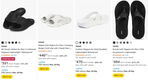 Image of YOHO Men's Slippers at minimum 62% Discount