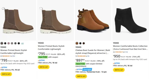 Image of YOHO Women's Boots at minimum 70% Discount