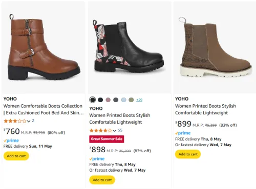 Image of YOHO Women's Boots at Minimum 70% Discount