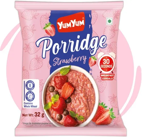 Image of YUM YUM Instant Strawberry Porridge/ Rich In Fiber/ Free From Fat 32g Sachets - Pouch  (32 g)