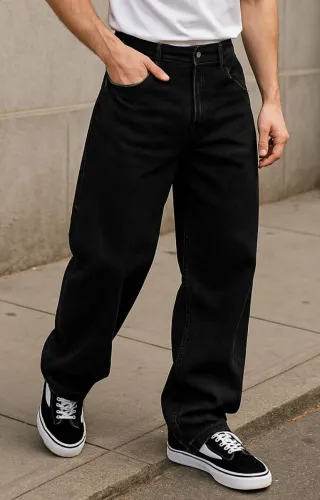 Image of Zaba Denim Men Relaxed Fit Mid Rise Black Jeans