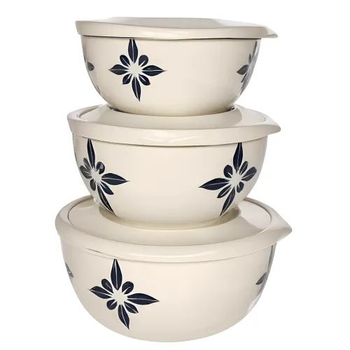 Image of Zaib Microwave Safe Stainless Steel Mixing Bowl Set Pack of 3