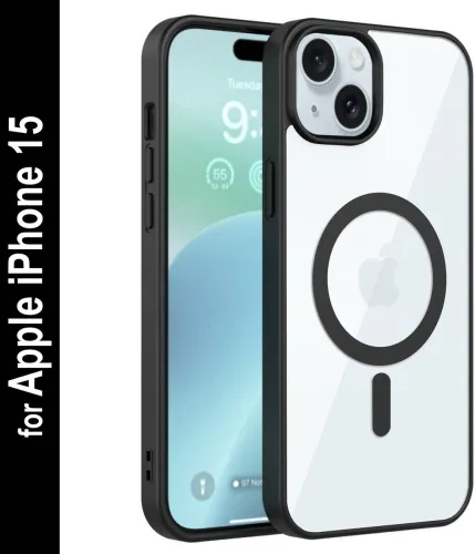 Image of Zapcase Back Cover for Apple iPhone 15 (Black, Magsafe, Pack of: 1)