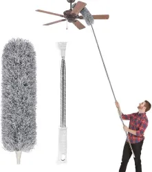 ZARQITO Microfiber 100 inch ExtensionPole with Cleaning Fan