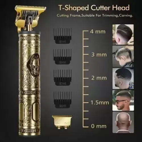 Image of ZATCO T-BLADE Hair ClippR Waterproof Trimmer 90 min Trimmer 120 min Runtime 4 Length Settings (Gold).