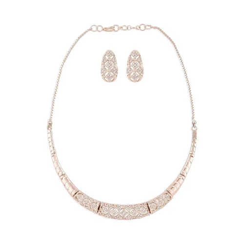 Image of ZAVERI PEARLS Cubic Zirconia Necklace & Earring Set