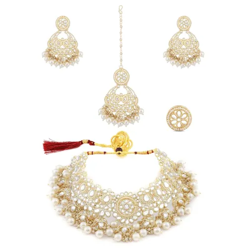 Image of ZAVERI PEARLS Gold Tone Kundan Necklace