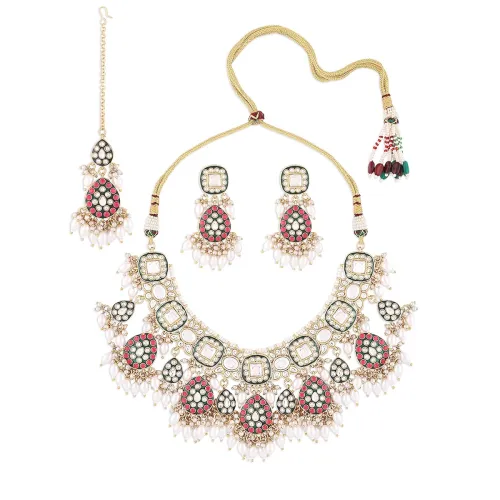 Image of ZAVERI PEARLS Rani Pink Necklace