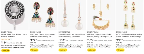 Image of ZAVERI PEARLS Women's Jewellery Minimum 90% Discount