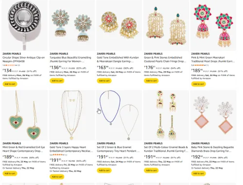 Image of ZAVERI PEARLS Women's Jewellery Minimum 90% Discount