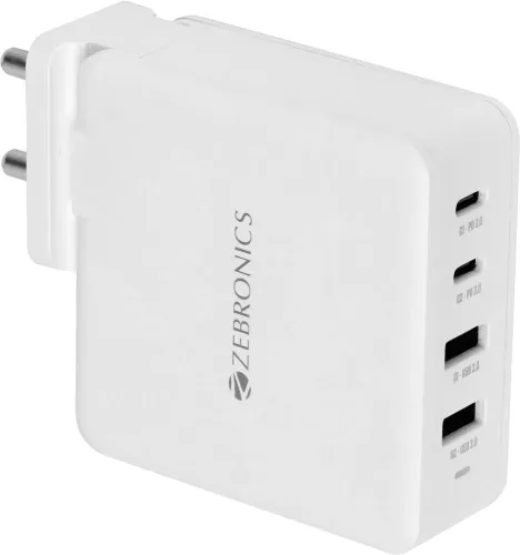 Image of ZEBRONICS 100 W GaN 5 A Wall Charger for Mobile (White)