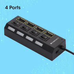 ZEBRONICS 150Hb 4 Port USB Hub with Dedicated On/Off Switch