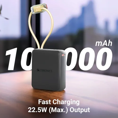 Image of ZEBRONICS EnergiTank 10R1, Compact Power Bank, 10000 mAh