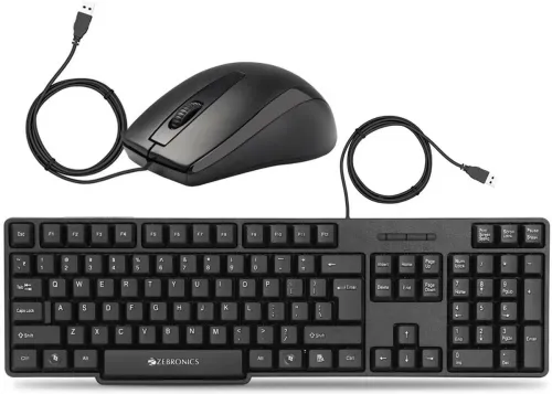 Image of ZEBRONICS K20 Keyboard and Alex Wired Optical Mouse Combo Set