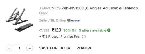 Image of ZEBRONICS Zeb-NS1000 ,6 Angles Adjustable Laptop stand