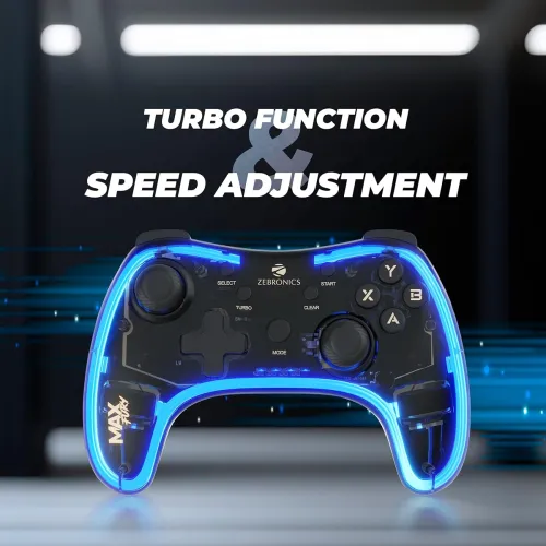 Image of Zebronics MAX FURY Transparent RGB LED Illuminated Wired Gamepad for Windows PC