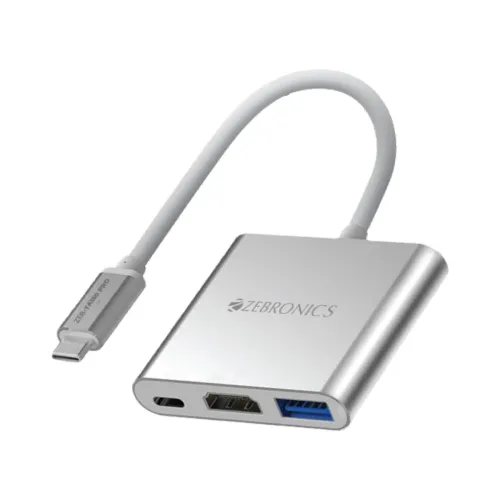 Image of Zebronics TA150 PRO 3-in-1 Type-C Hub (4K HDMI, 100W PD)