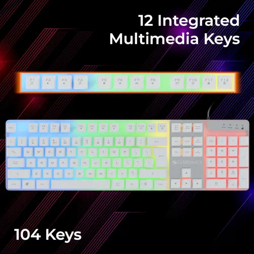 Image of Zebronics War-K Gaming Keyboard with 104 Keys,Multi Color LED