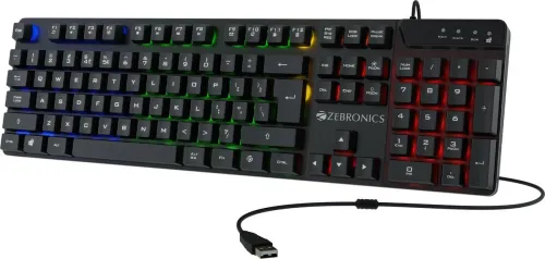 Image of ZEBRONICS War-K Wired USB Standard Gaming Keyboard Compatible with Desktop