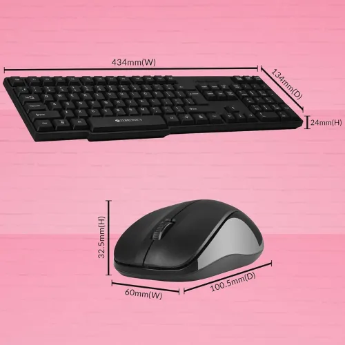 Image of Zebronics Zeb-Companion 107 USB Wireless Keyboard and Mouse Set with Nano Receiver (Black).