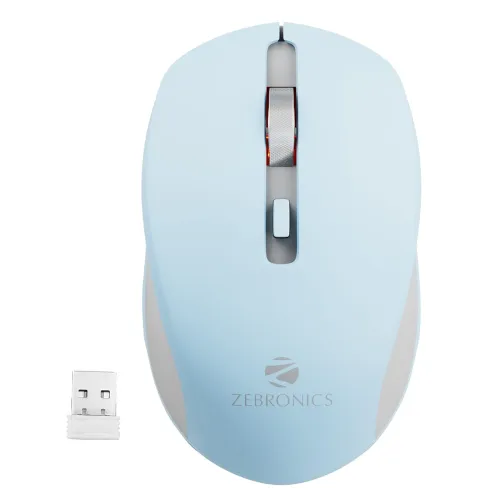 Image of ZEBRONICS Zeb-Jaguar Wireless Mouse (Light Blue+Grey)