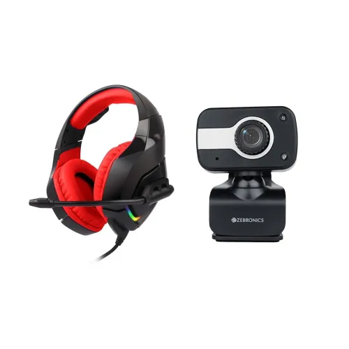 Image of ZEBRONICS Zeb-Rush (Red) Premium Wired Gaming On Ear Headphone with RGB LEDs
