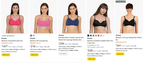 Image of Zivame Women Bra Starting @ ₹147