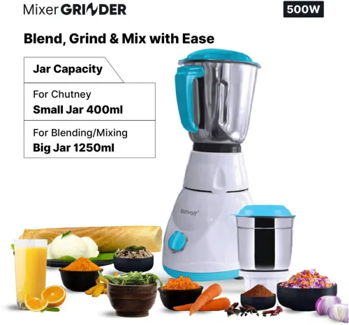 Image of ZunVolt MG5 500 W Mixer Grinder (Power | 2 Jars