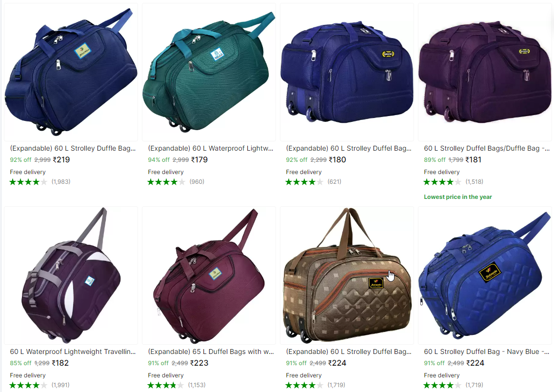 Image of 60L Strolley Duffle bags 